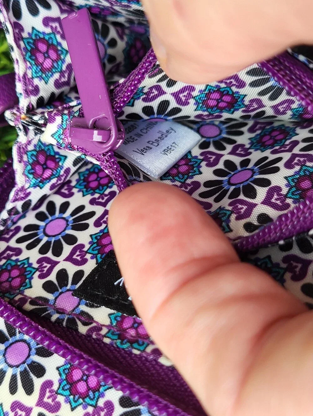 Vera Bradley RFID Retired Lilac Floral Medallion Quilted Wallet.